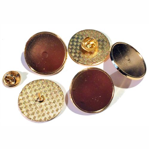 Premium Badge Blank round 25mm gold clutch fitting